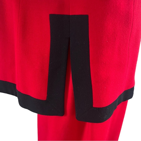 Linda Allard Ellen Tracy Women’s 2 Piece Skirt  100% Wool Red Suit - Picture 4 of 5